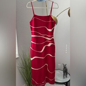 Cider Strapless Red and Cream Dress